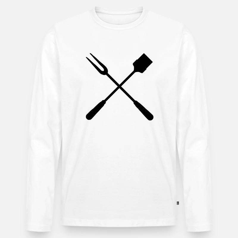 grillbesteck - Männer Premium Bio Langarmshirt - Weiß