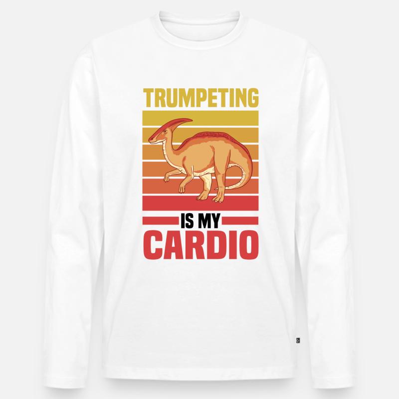 Dinosaurier - Männer Premium Bio Langarmshirt - Weiß