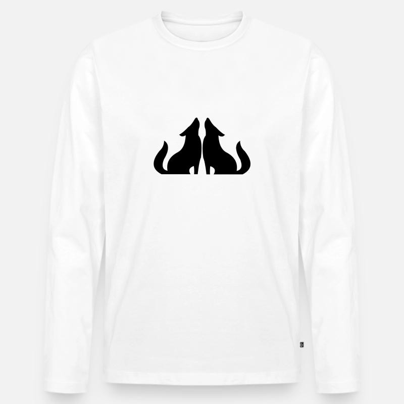 Wolf - Männer Premium Bio Langarmshirt - Weiß