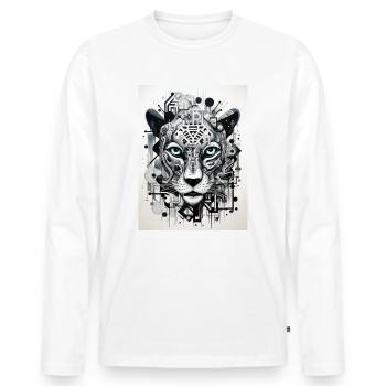 [MB] Geometric Tiger Robot - Men's Premium Organic Long Sleeve Shirt - white - Front - Nico (187cm)