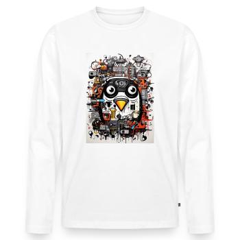 [] Chaos de pingouins câlins - T-shirt manches longues Premium bio Homme - blanc - Devant - Nico (187cm)