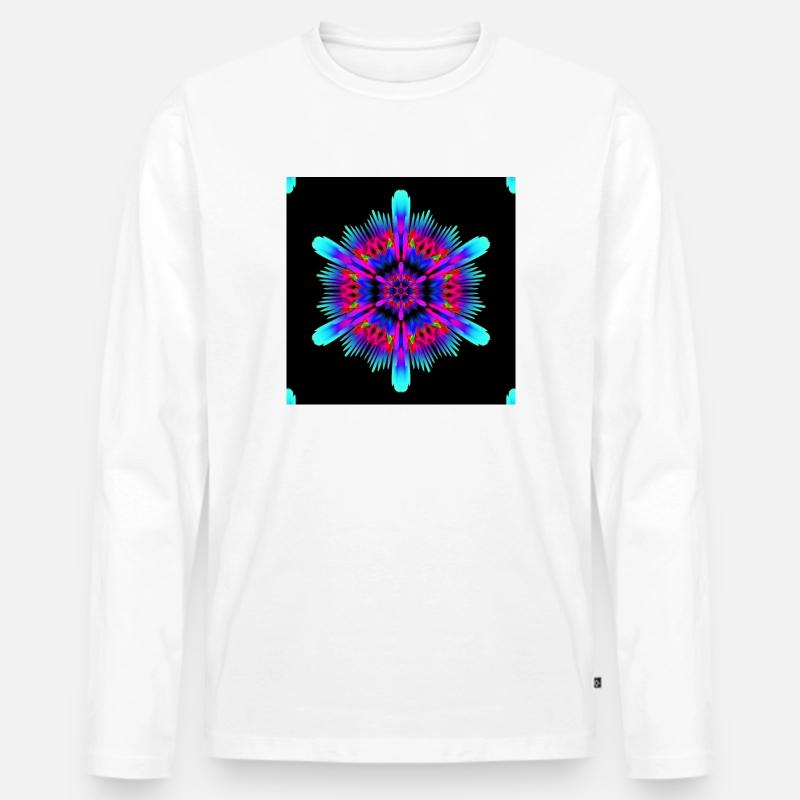 Flowerpower - Männer Premium Bio Langarmshirt - Weiß