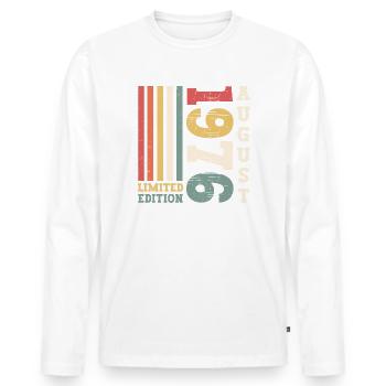 Edition Limitée Août 1976 46ème Anniversaire Hommes - T-shirt manches longues Premium bio Homme - blanc - Devant - Nico (187cm)