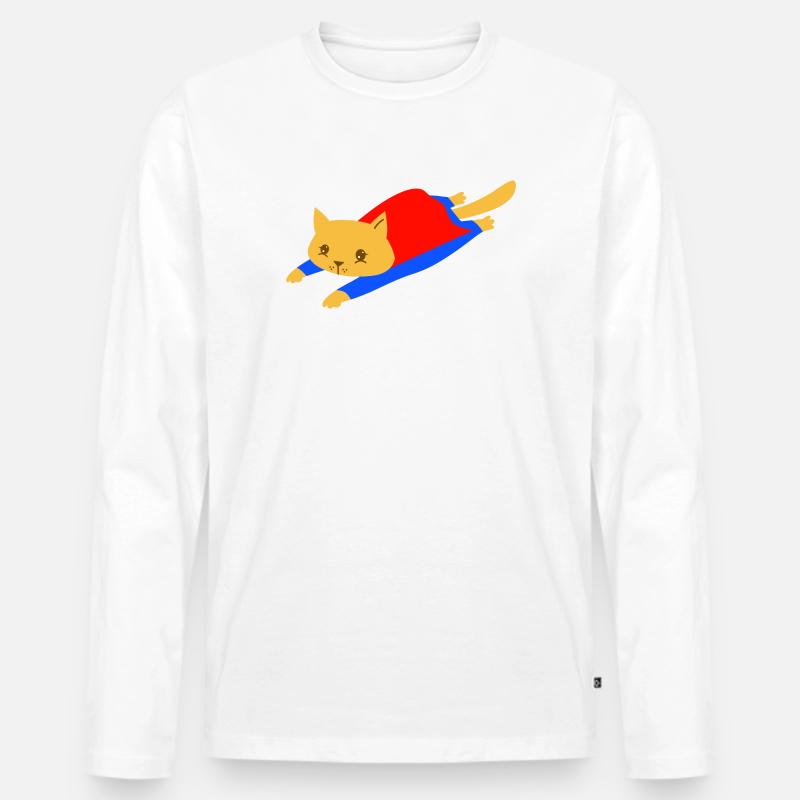 Superhero Katze - Männer Premium Bio Langarmshirt - undefined