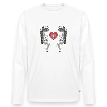 Hussard ailé avec aigle blanc polonais dans coeur - T-shirt manches longues Premium bio Homme - blanc - Devant - Nico (187cm)