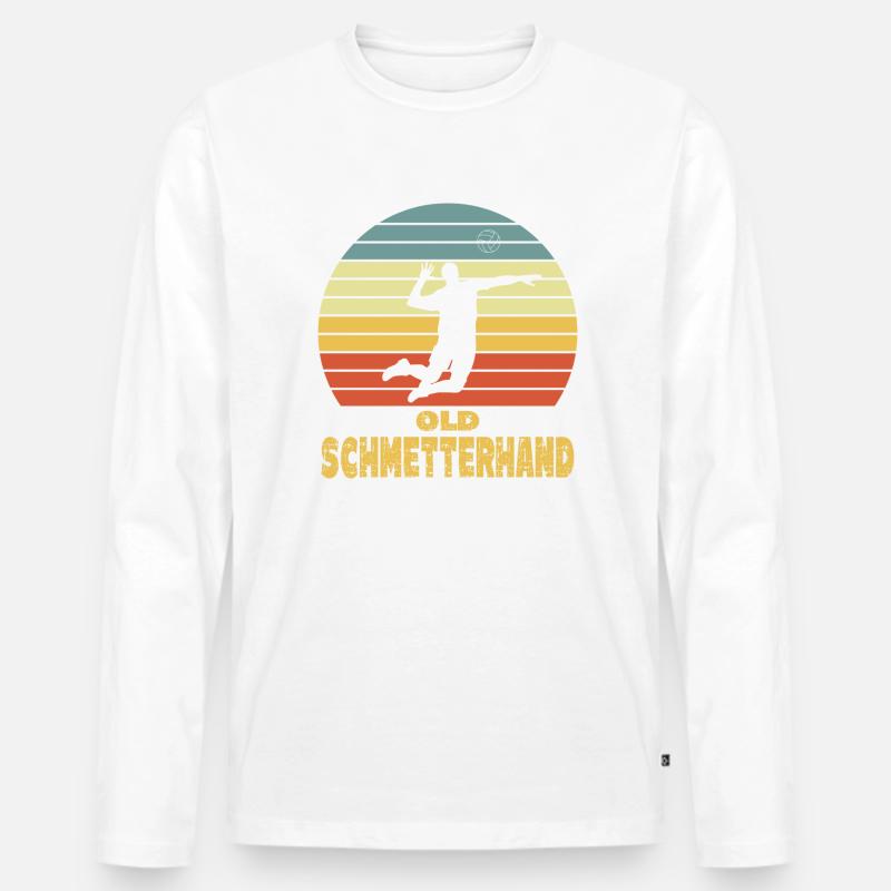 Old Schmetterhand Volleyball - Männer Premium Bio Langarmshirt - Weiß