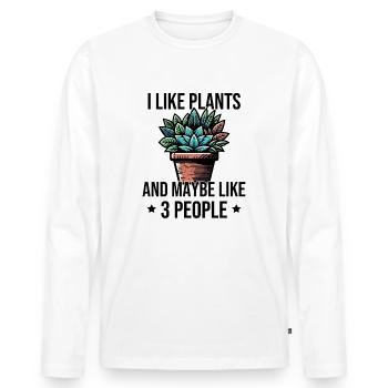 I Like Plants And Maybe Like 3 People - Men's Premium Organic Long Sleeve Shirt - white - Front - Nico (187cm)