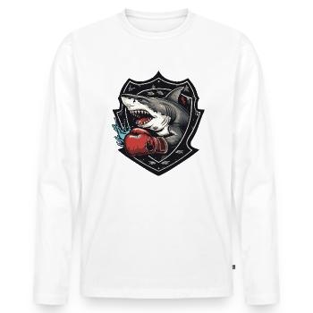 Boxer Requin MMA - T-shirt manches longues Premium bio Homme - blanc - Devant - Nico (187cm)