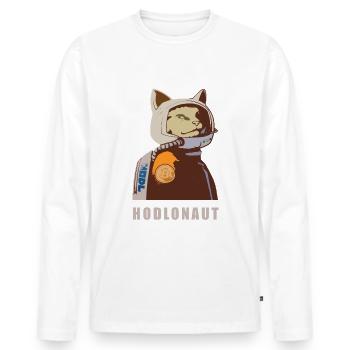 Hodlonaut - Männer Premium Bio Langarmshirt - Weiß - Vorne - Nico (187cm)