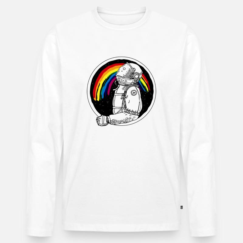 Captain Rainbow - Männer Premium Bio Langarmshirt - Weiß