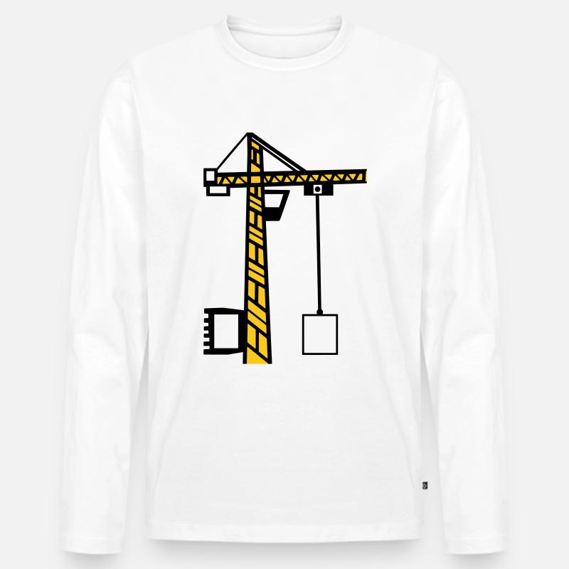 Baukran Kran Hebekran Bau - Männer Premium Bio Langarmshirt - Weiß