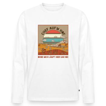 Chef Auf Dem Hof Bauernhof Landwirt Feld Geschenk - Männer Premium Bio Langarmshirt - Weiß - Vorne - Nico (187cm)