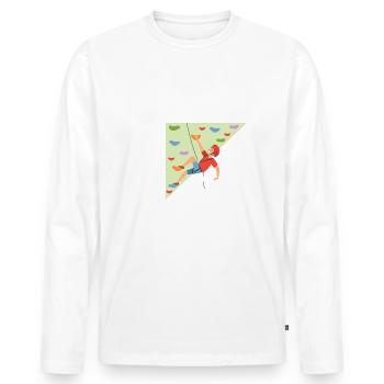 Wall Climbing Rock Climbing - Men's Premium Organic Long Sleeve Shirt - white - Front - Nico (187cm)