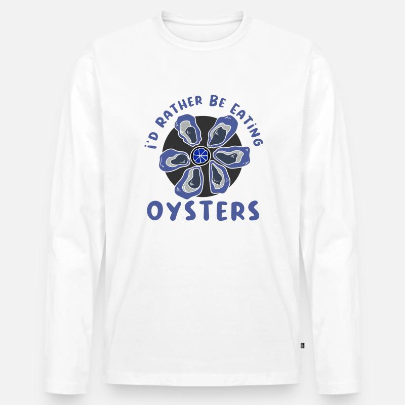 Austern, Meeresfrüchtekoch, Meerestier - Männer Premium Bio Langarmshirt - Weiß