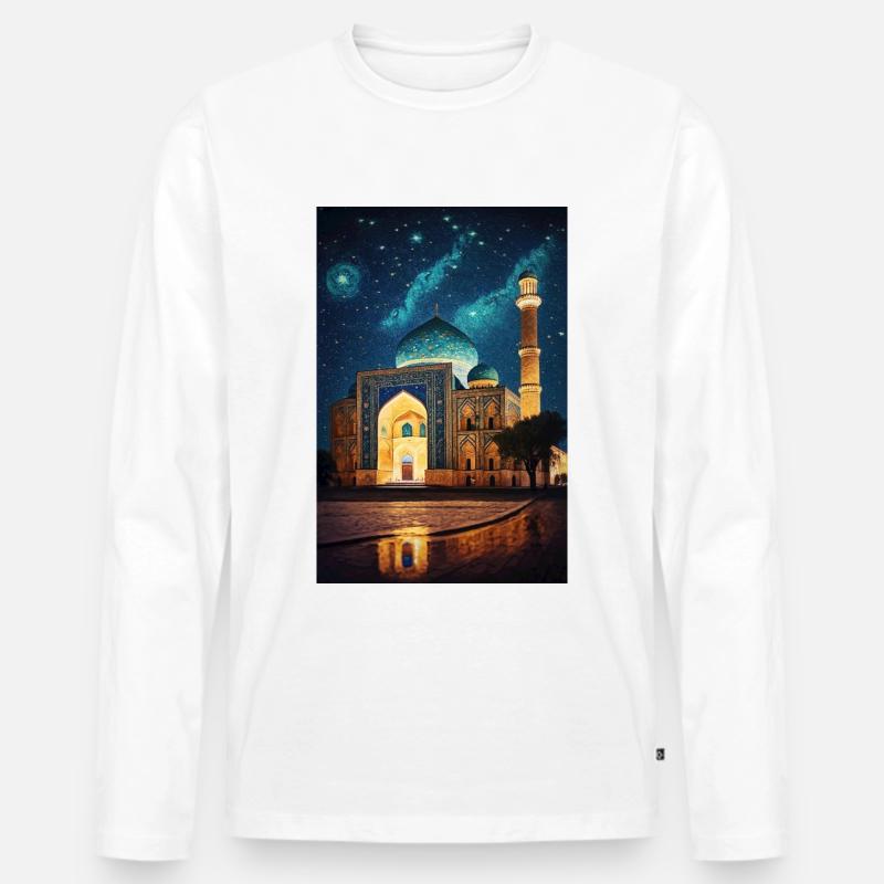 Usbekistan Moschee - Männer Premium Bio Langarmshirt - Weiß