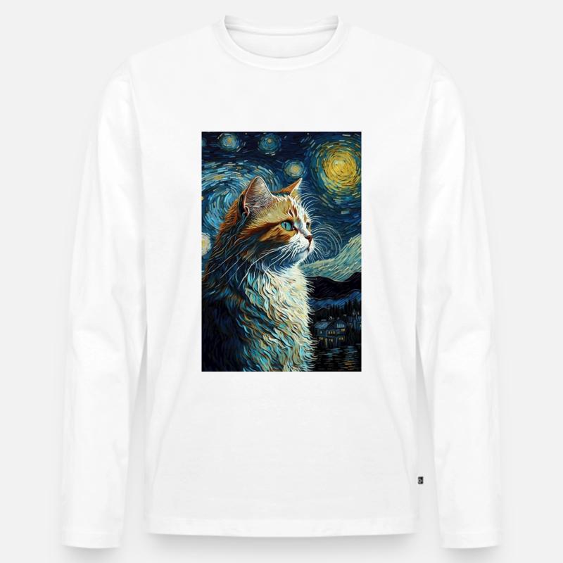 Katze - Männer Premium Bio Langarmshirt - Weiß