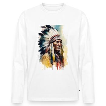 Indianer - Männer Premium Bio Langarmshirt - Weiß - Vorne - Nico (187cm)