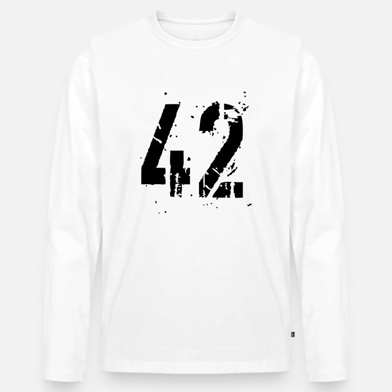 42 Nummer 42 - Männer Premium Bio Langarmshirt - Weiß
