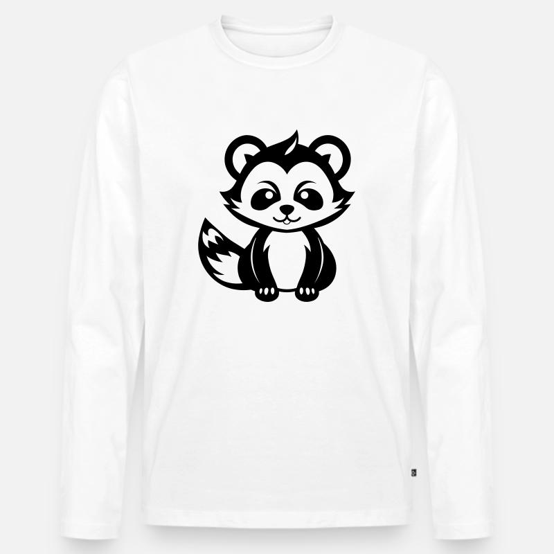 Kleiner Panda - Männer Premium Bio Langarmshirt - Weiß