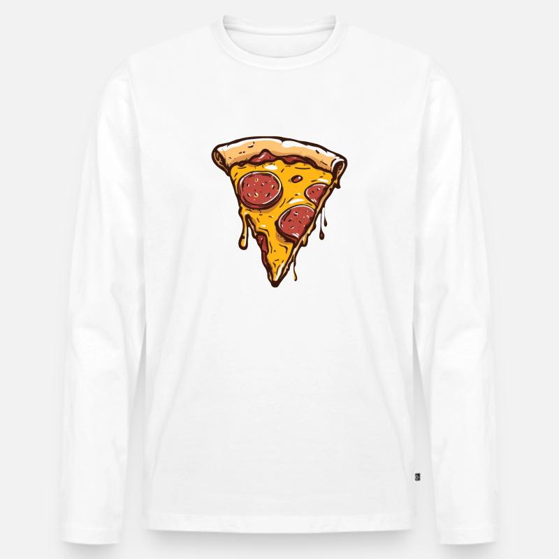Pizza - Männer Premium Bio Langarmshirt - Weiß