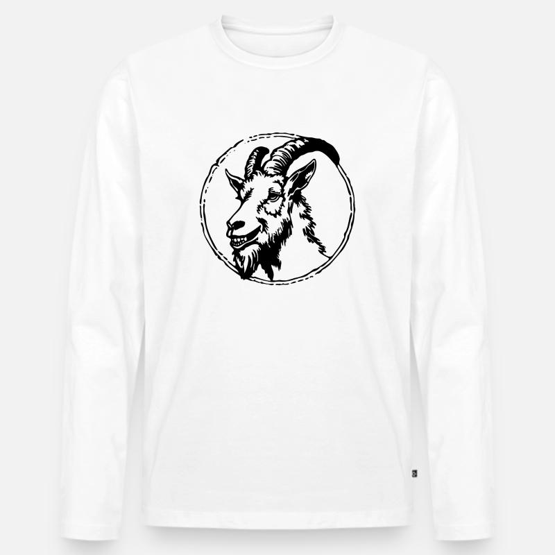 Ziege Steinbock Ziegenbock - Männer Premium Bio Langarmshirt - Weiß