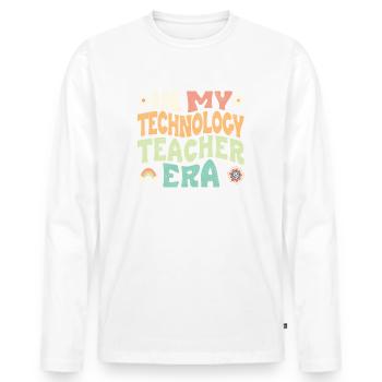 À l’époque de mon professeur de technologie - T-shirt manches longues Premium bio Homme - blanc - Devant - Nico (187cm)