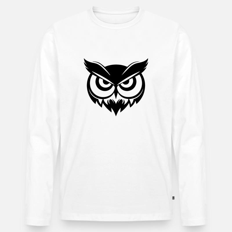 Eule Eulen Vogel - Männer Premium Bio Langarmshirt - Weiß