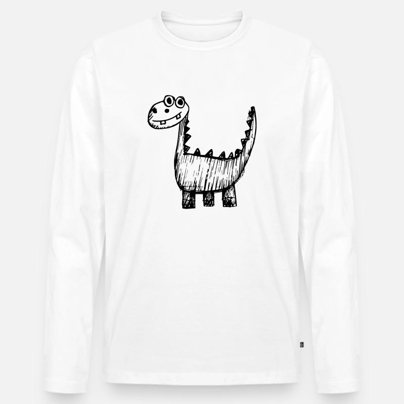 Dinosaurier Dino - Männer Premium Bio Langarmshirt - Weiß