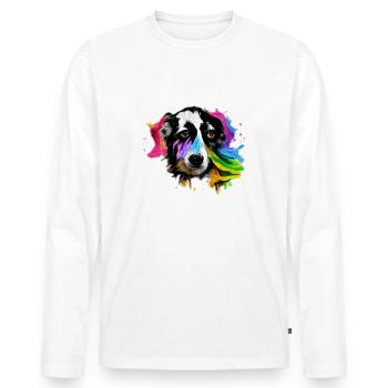 Australian Shepherd Design - colorful - Men's Premium Organic Long Sleeve Shirt - white - Front - Nico (187cm)