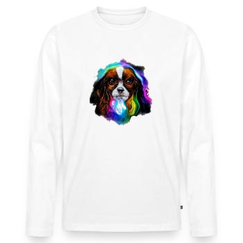Cavalier King Charles Spaniel Design in Farbe - Männer Premium Bio Langarmshirt - Weiß - Vorne - Nico (187cm)