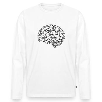 Géométrie du cerveau - T-shirt manches longues Premium bio Homme - blanc - Devant - Nico (187cm)