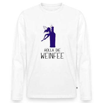 Weißwein Rotwein JGA Vino Wein - Holla die Weinfee - Männer Premium Bio Langarmshirt - Weiß - Vorne - Nico (187cm)