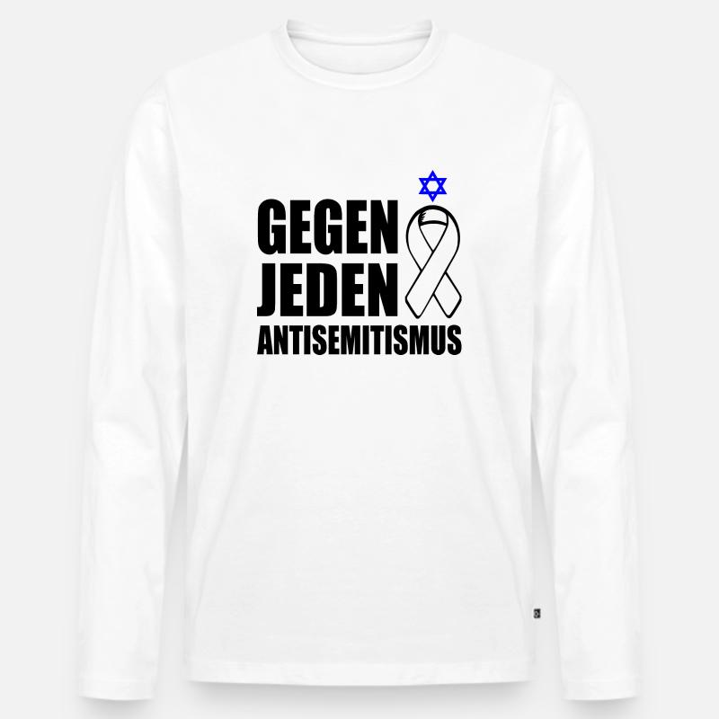 Gegen jeden antisemitismus - Männer Premium Bio Langarmshirt - Weiß