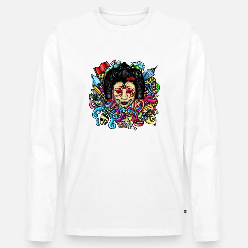 Gueisha Doodle - Männer Premium Bio Langarmshirt - undefined