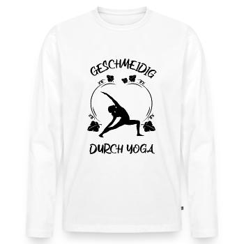 Yoga - Männer Premium Bio Langarmshirt - Weiß - Vorne - Nico (187cm)