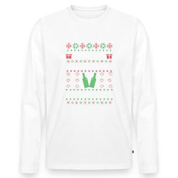 Joyeux ivre je suis Noël laid Noël à boire - T-shirt manches longues Premium bio Homme - blanc - Devant - Nico (187cm)