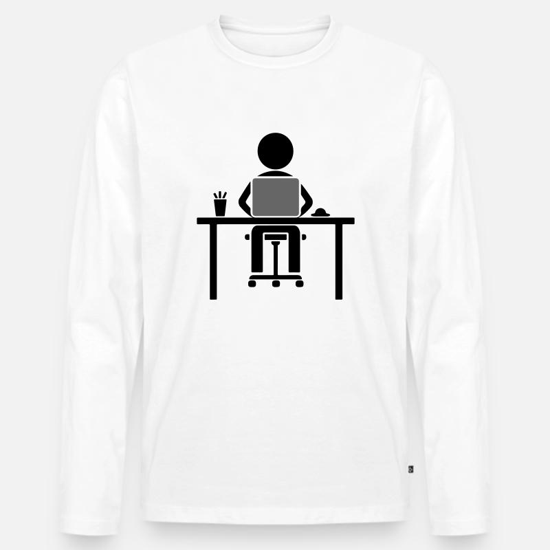 Arbeiter Computer Lernen - Männer Premium Bio Langarmshirt - Weiß