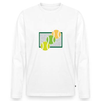 Tennis balls on the tennis court - Men's Premium Organic Long Sleeve Shirt - white - Front - Nico (187cm)