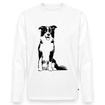 Border Collie / Dog Design Gift Idea - Men's Premium Organic Long Sleeve Shirt - white - Front - Nico (187cm)