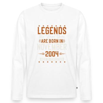 Legends born in November born in 2004 - Men's Premium Organic Long Sleeve Shirt - white - Front - Nico (187cm)
