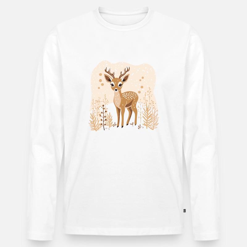 Rehkitz - Männer Premium Bio Langarmshirt - Weiß
