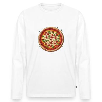 Pizza - T-shirt manches longues Premium bio Homme - blanc - Devant - Nico (187cm)