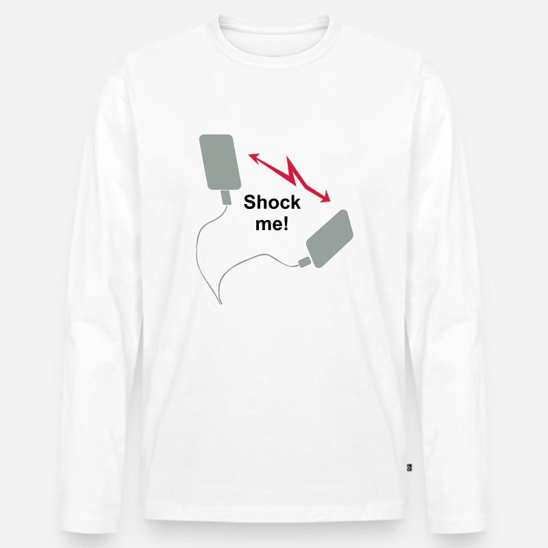 Defibrillator - Shock me! - Männer Premium Bio Langarmshirt - Weiß
