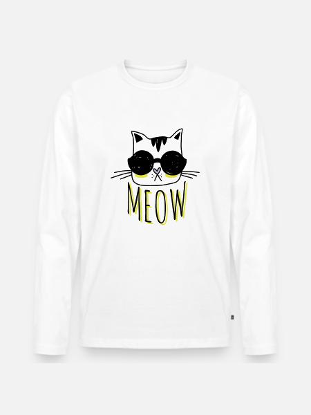 Cool Cat - Men's Premium Organic Long Sleeve Shirt - white
