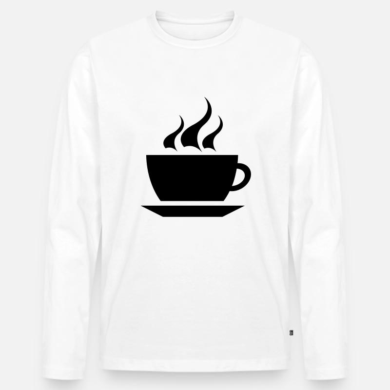 coffee cup tea cafe - Männer Premium Bio Langarmshirt - Weiß