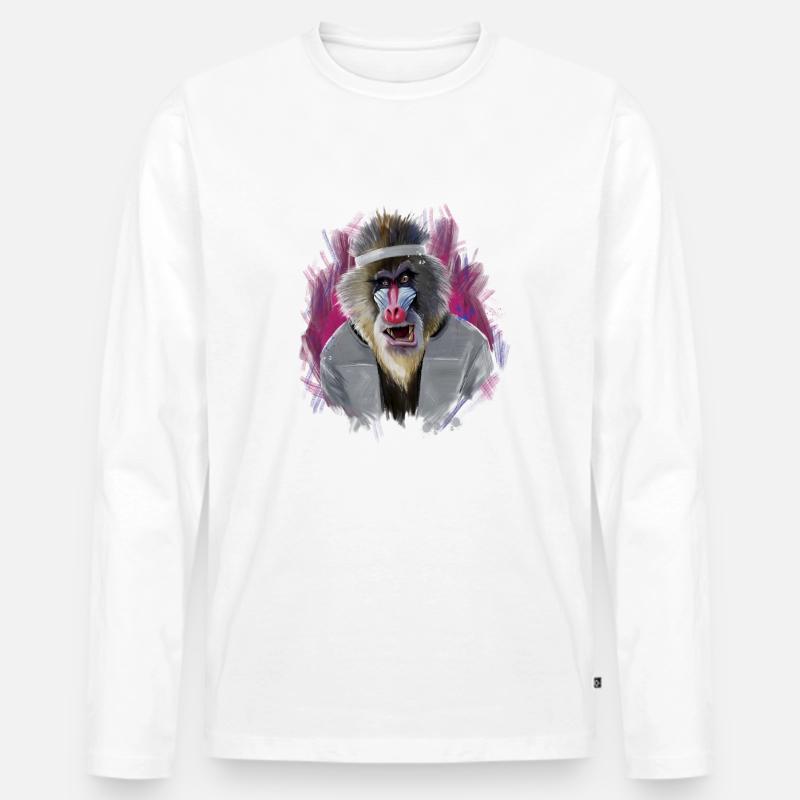 Mandrill - Männer Premium Bio Langarmshirt - Weiß