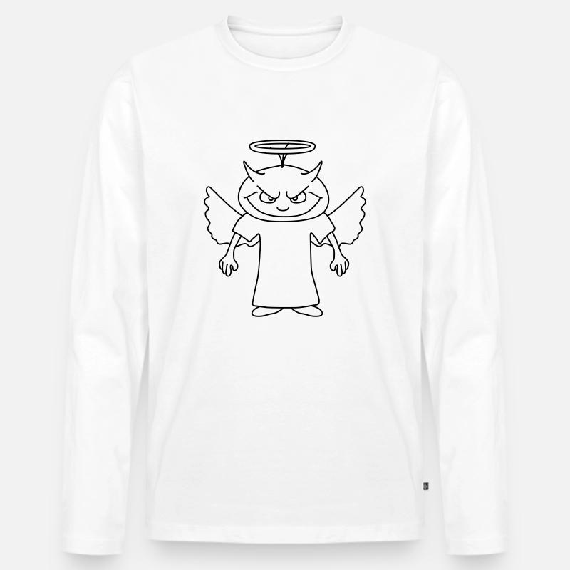 Devil - Männer Premium Bio Langarmshirt - Weiß