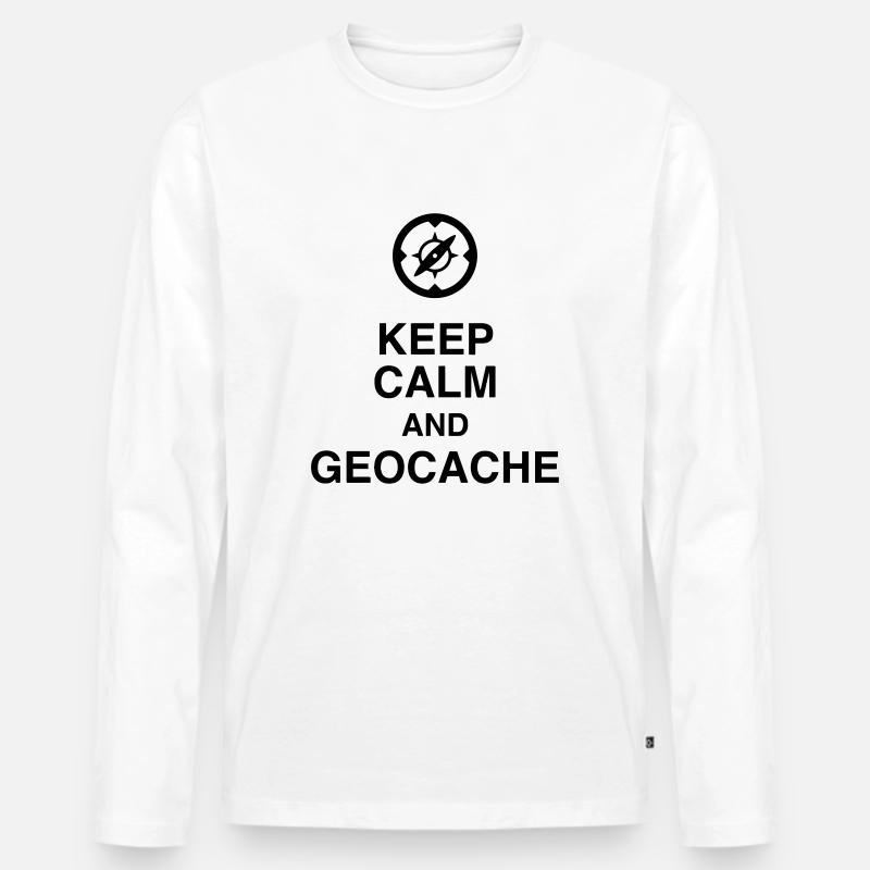 Geocaching / Geocacher / Kompass / Wald - Männer Premium Bio Langarmshirt - Weiß