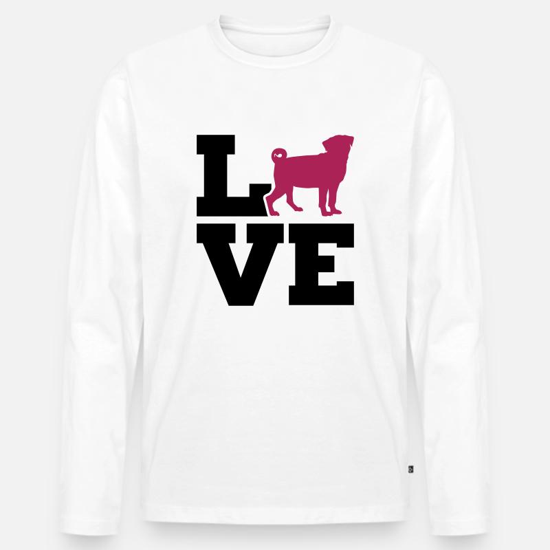 Mops - Männer Premium Bio Langarmshirt - Weiß