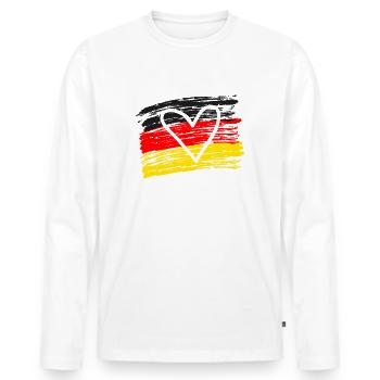 We love Germany flag flag German German - Men's Premium Organic Long Sleeve Shirt - white - Front - Nico (187cm)